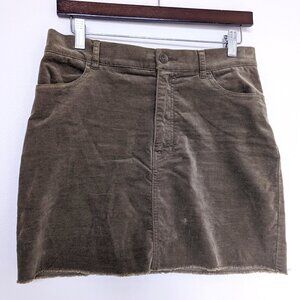 Forever21 Olive Velvet Stretch Mini Skirt, M